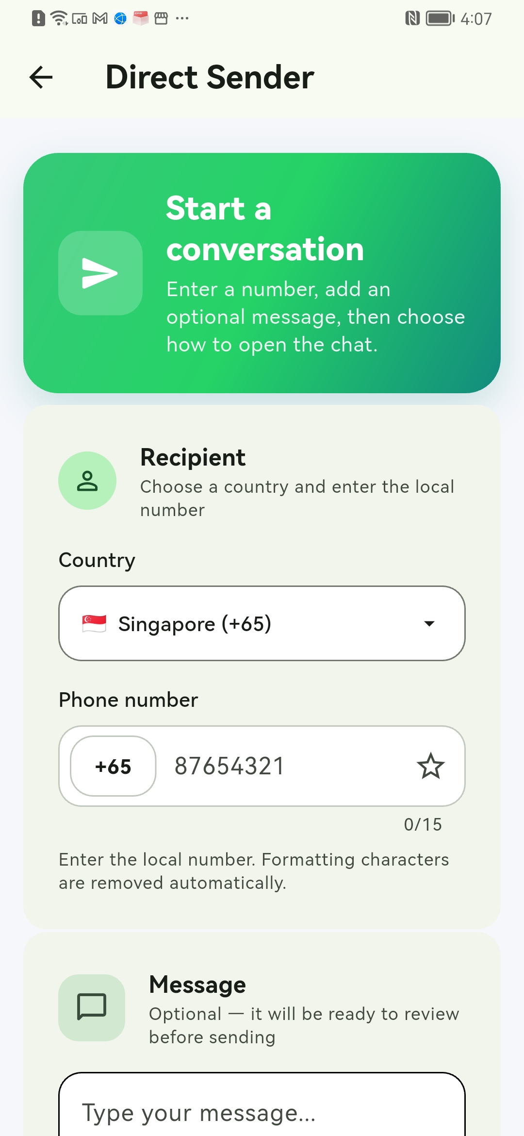 WAMate direct sender screen thumbnail